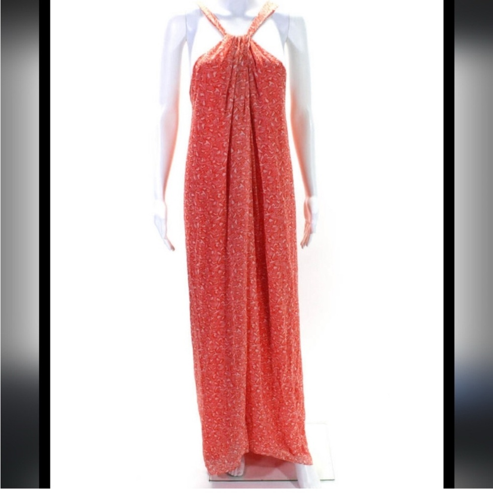 Gorgeous DVF Silk Maxi Dress Print Orange & White [size 2]